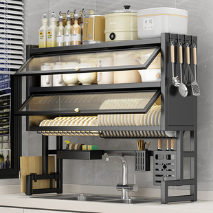 厨房水槽置物架碗碟沥水架台面多功能碗架家用水槽上方碗盘收纳柜