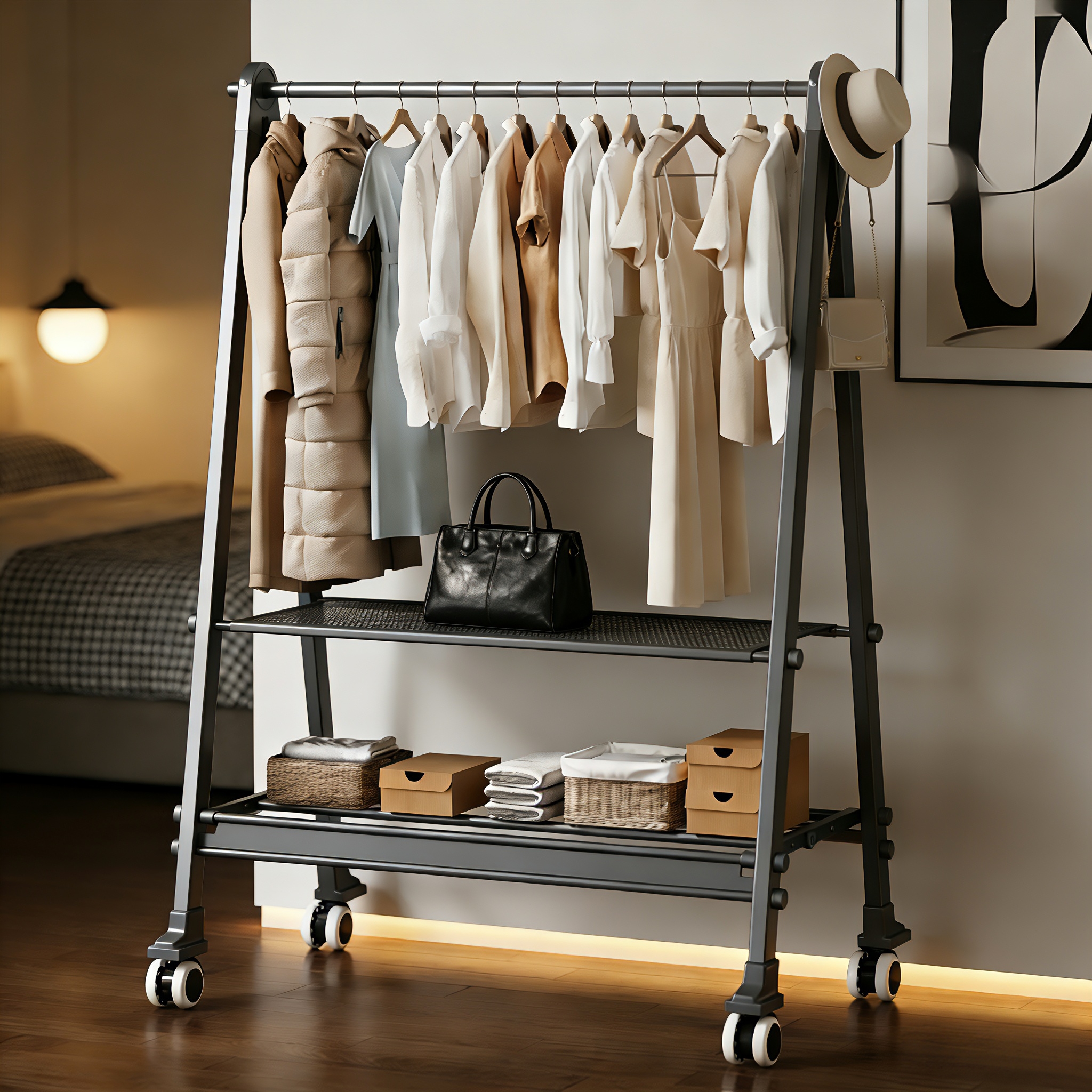 挂衣架落地式卧室衣帽置物架