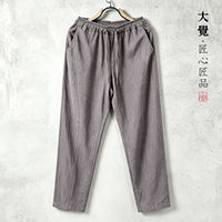 Original linen pants, summer men's plus-size Chinese-style thin and loose Harem pants, breathable and trendy small-leg casual pants thumbnail 4