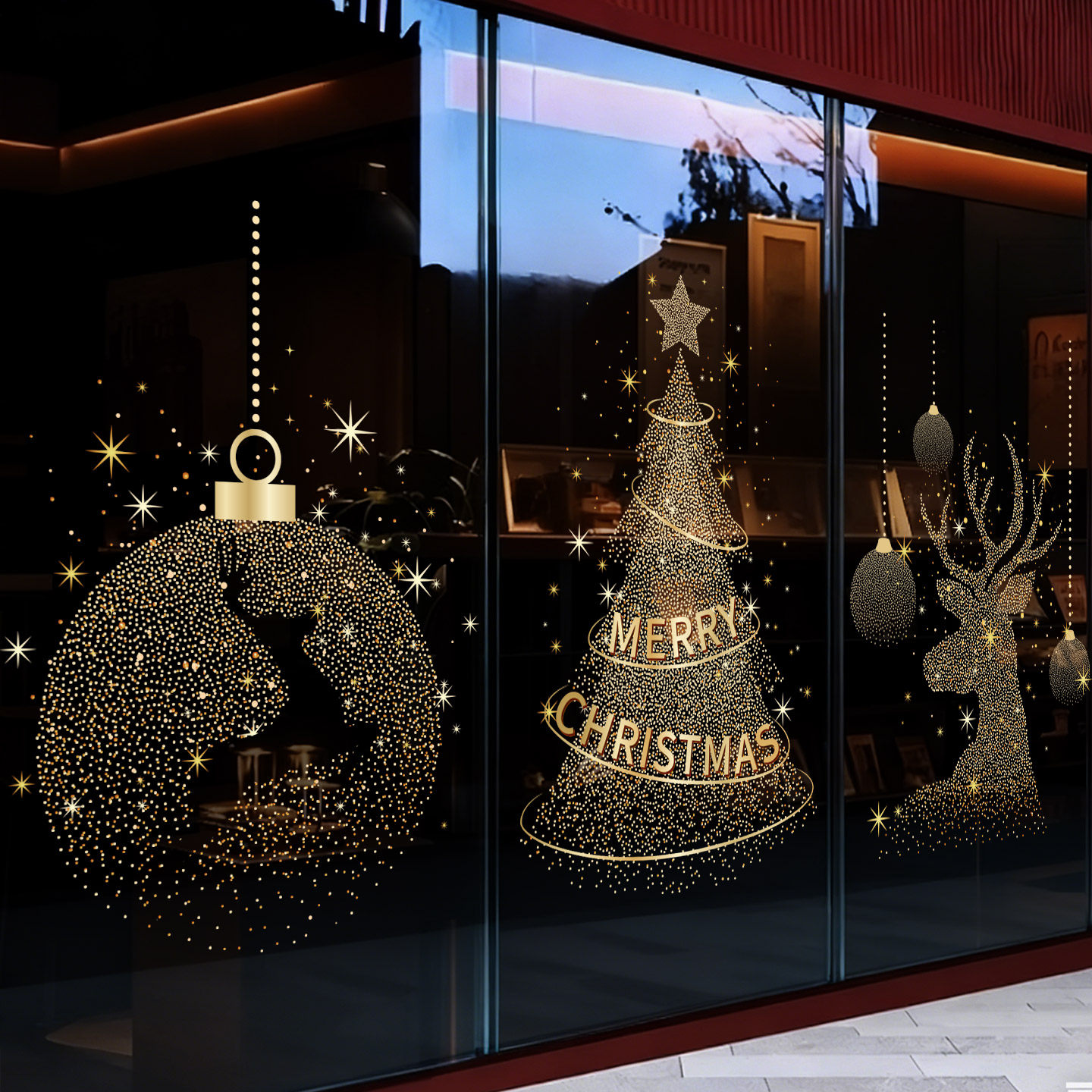 圣诞节场景氛围装饰静电玻璃贴纸店铺橱窗布置圣诞树麋鹿窗花贴画,节庆用品/礼品,圣诞装饰品,淘宝优惠券,粉丝福利购,淘宝优惠卷