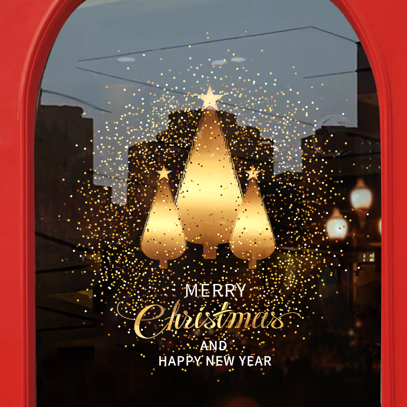 圣诞节橱窗店铺橱窗玻璃门贴纸
