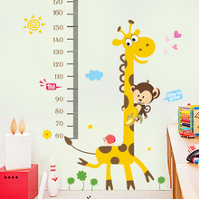 1.9元包邮  速比  卡通动物墙贴身高帖