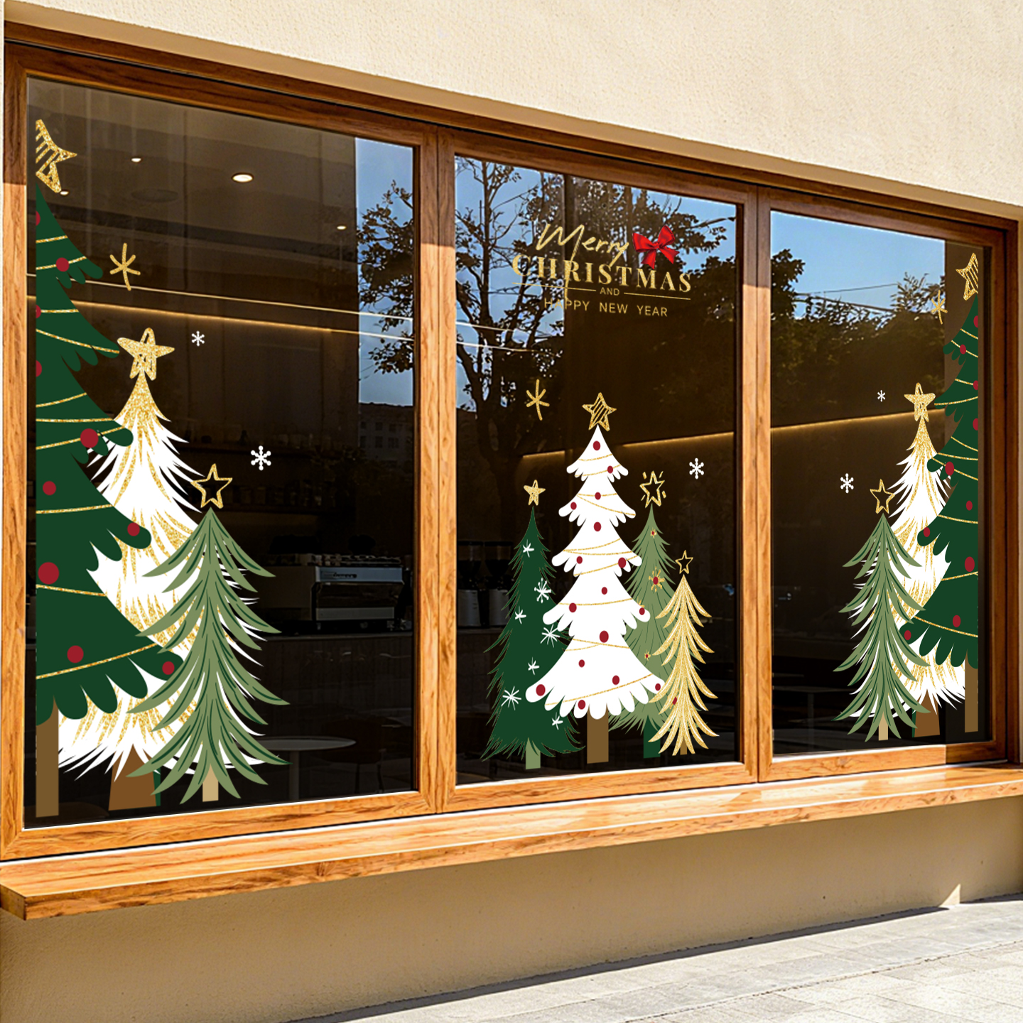 2026圣诞树装饰品窗花静电玻璃门