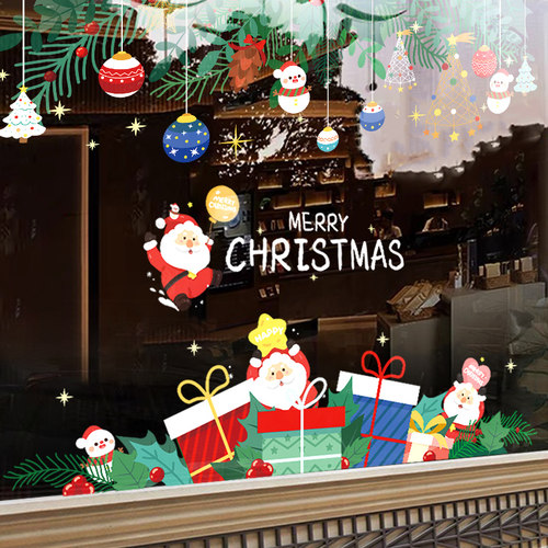 圣诞节商场橱窗静电玻璃贴门贴纸