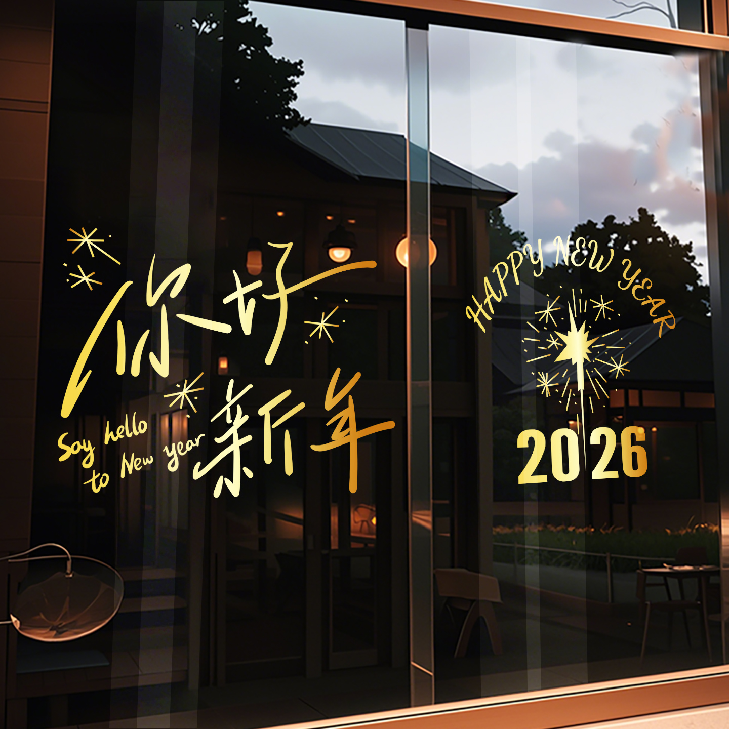 圣诞节新年装饰窗贴店铺商场橱窗