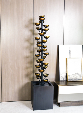 创意水景客厅玄关装饰流水喷泉摆设风水轮别墅室内奢华电视柜摆件