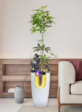 巧娜树脂流水现代客厅风水轮加湿