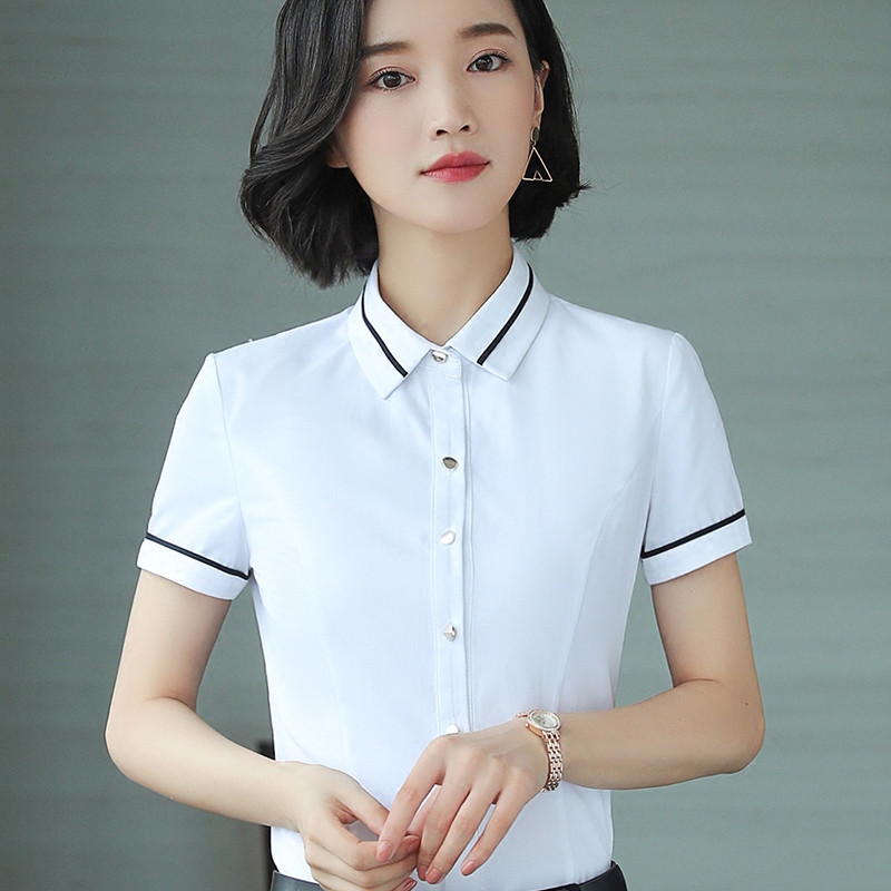 春夏新款职业装衬衫女修身百搭韩版短袖薄款上衣女装OL时尚工作服在类目 女装/女士精品, 衬衫中 - 来自Buy2taobao.com提供专业的淘宝代购服务