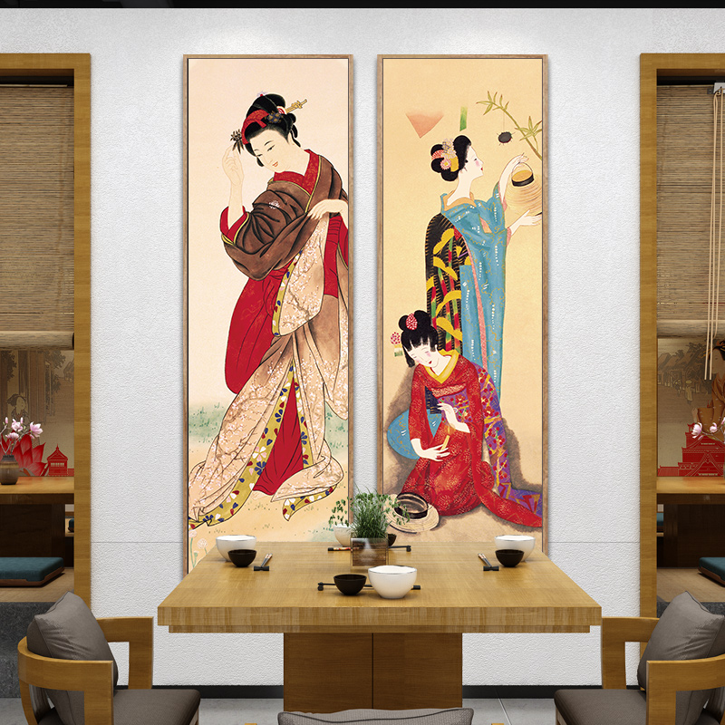 日式装饰画浮世绘仕女图日料餐厅玄关挂画日本居酒屋寿司店墙壁画图片
