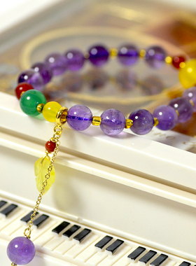 DIY女紫水晶创意手链串佛珠单圈