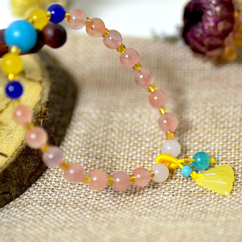 여성과 남성을위한 원래 NANHONG 팔찌 천연 마노 단일 원형 팔찌 밀랍 커플 크리스탈 조디악 년 패션 액세서리