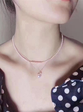 3-4mm白色近正圆强光镜面微微瑕淡水ak珍珠项链baby链diy手链项链