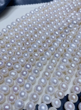 无核10-11mm白色强光近正圆微瑕淡水珍珠项链裸链半成品40CM 定制