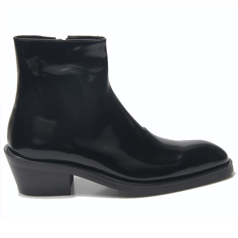 夏季欧美chelsea boot切尔西靴男真皮尖头高跟英伦增高马丁短靴男