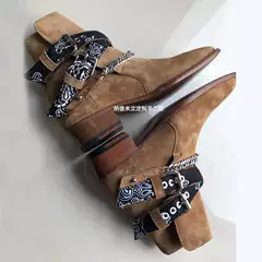 Summer European and American Chain Chelsea Boot Chelsea Boots for Men, Genuine Leather Pointed Toe Martin Boots, Men's British Style Trendy