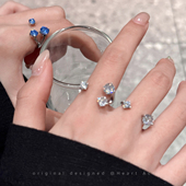 爆闪双头锆石开口戒指女轻奢高级感精致骨节戒小众百搭叠戴食指戒