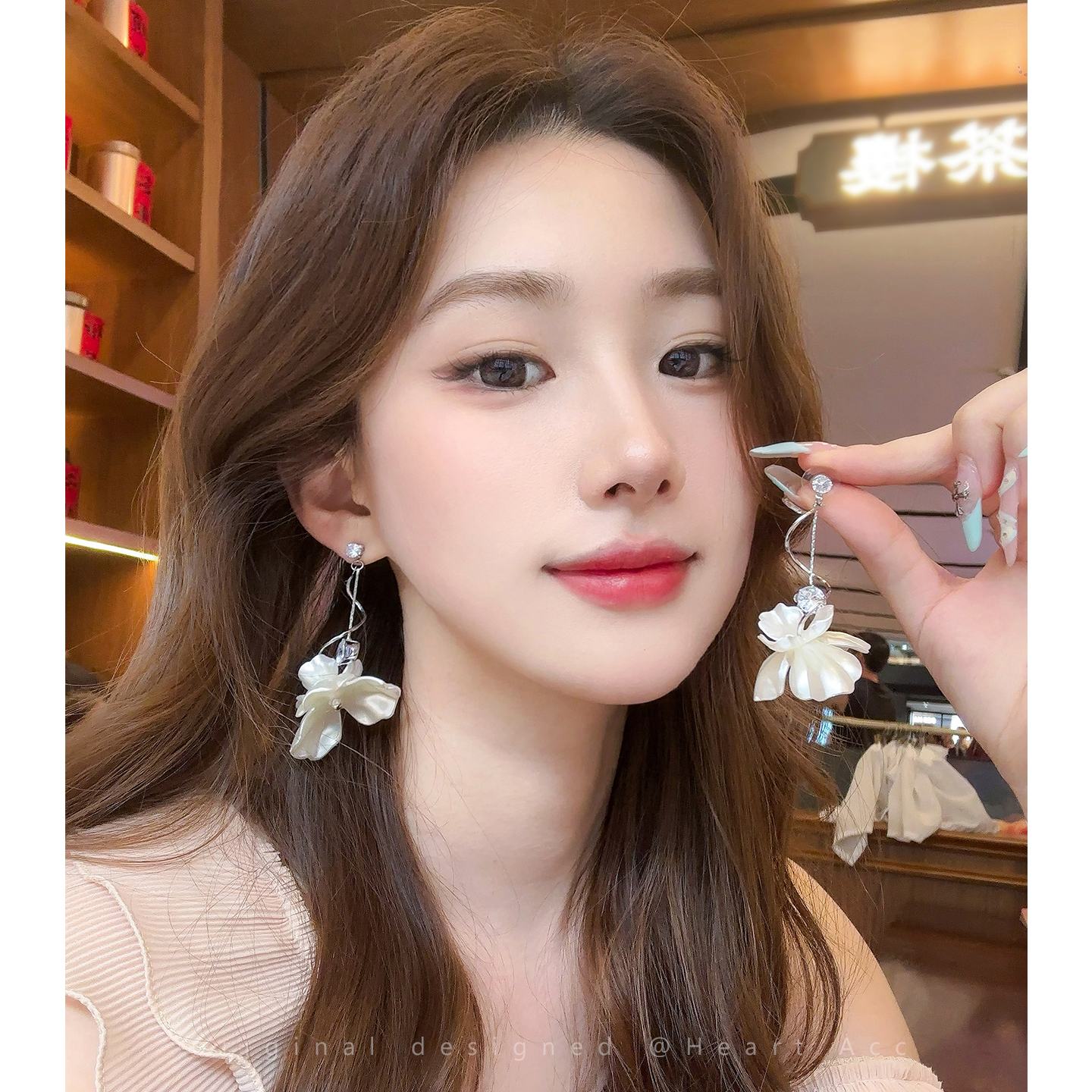 原生冷茶~法式花朵流苏耳环女海边度假海岛风耳钉高级感耳夹耳饰