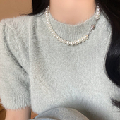 施家珍珠轻奢项链女串珠气质卫衣链毛衣链2026新款 高级感颈链饰品