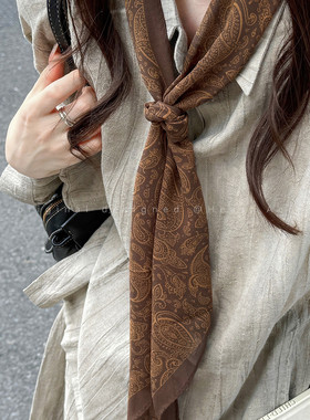 复古腰果丝带领巾女高级感时尚气质围脖丝巾2025早秋新款围巾配饰