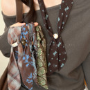 复古菱形格纹丝巾项链女款 挂脖配饰 秋冬系脖抽拉毛衣链高级感时尚