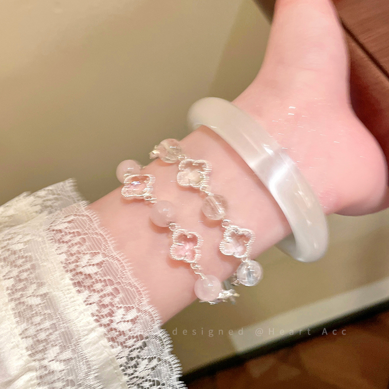 清冷感水晶串珠手链女ins风小众高级百搭手镯时尚气质抽拉式手饰