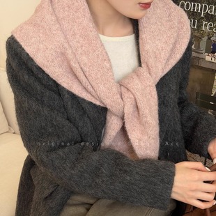 韩系慵懒风羊绒三角巾外搭披肩女2025新款秋冬保暖高级感围巾围脖
