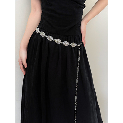 波西米亚金属花朵腰链女复古民族风搭配裙子细腰带辣妹高级感配饰