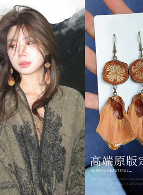 天然植物橡果果实耳环女
