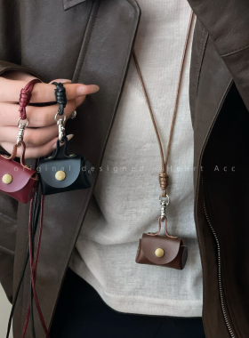 复古皮质零钱包包挂脖项链女小众独特设计长款装饰毛衣链百搭配饰