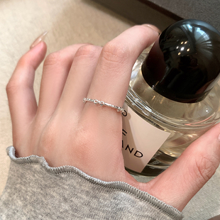 银色蝴蝶结开口戒指女轻奢高级感极简风食指戒小众设计感叠戴指环