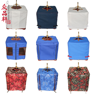 唐装绸缎料红子绣眼靛颏红龙蓝龙23方形防风保暖笼罩鸟笼笼衣笼布