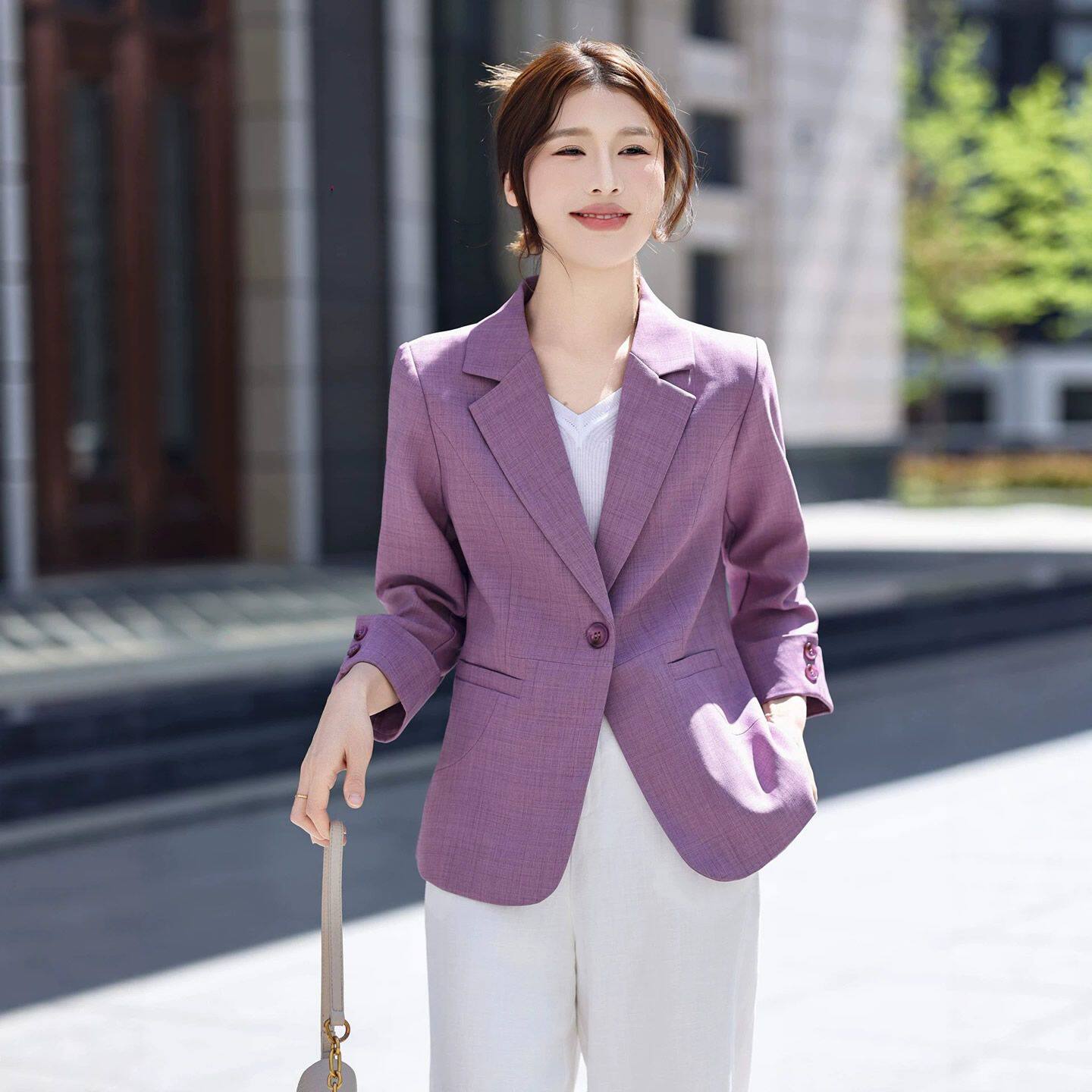 高级感小西服外套女2026新款早秋小个子时尚高端短款西装职业套装