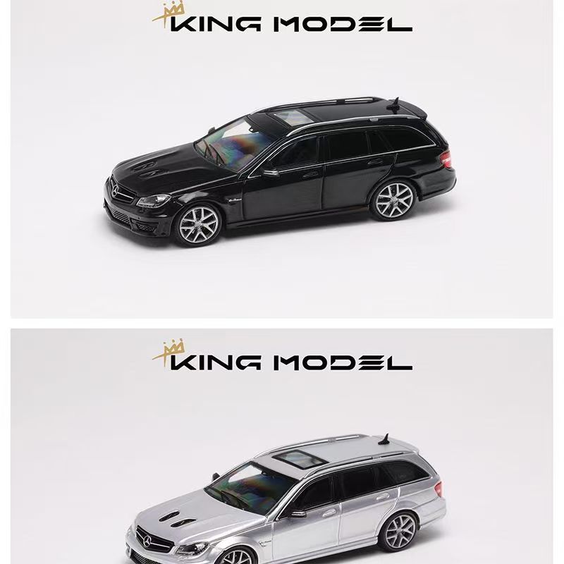 KM车模1:64 奔驰C63AMG 旅行版 黑银 合金车模仿真车模型收藏摆件图片