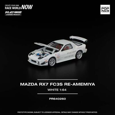 现货 POPRACE 1:64 马自达MAZDA RX 7 白色雨宫RX7 合金汽车模型