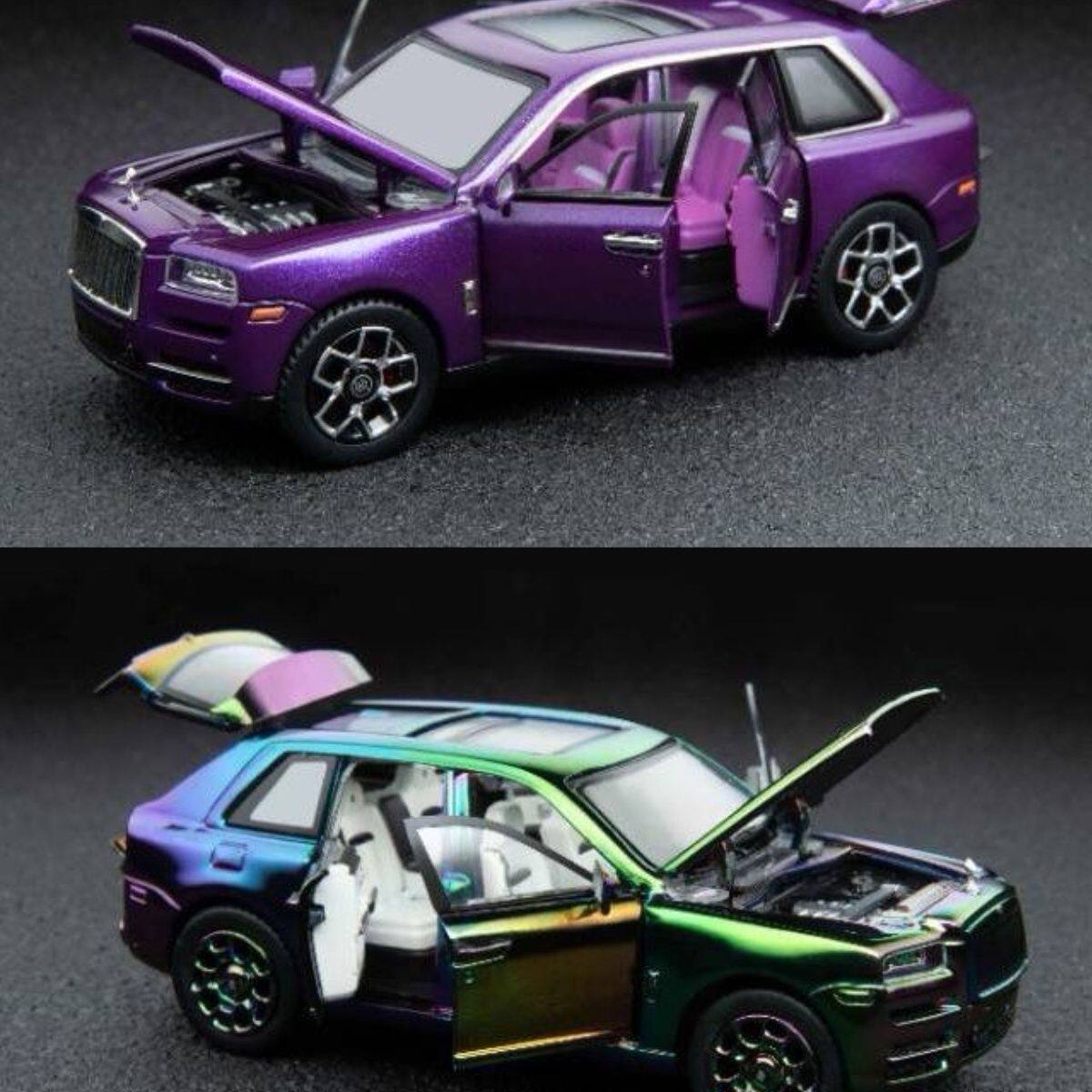 DCM 1:64 劳斯莱斯库里南 紫色电镀彩改装 全开 合金收藏汽车模型