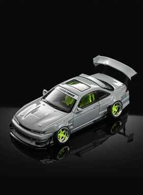 Mortal 1:64 日产S14 GT-SPEC V1合金汽车模型 水泥灰色