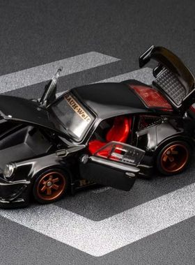 FG 1:64 保时捷RWB930 合金全开 黑色 汽车模型收藏