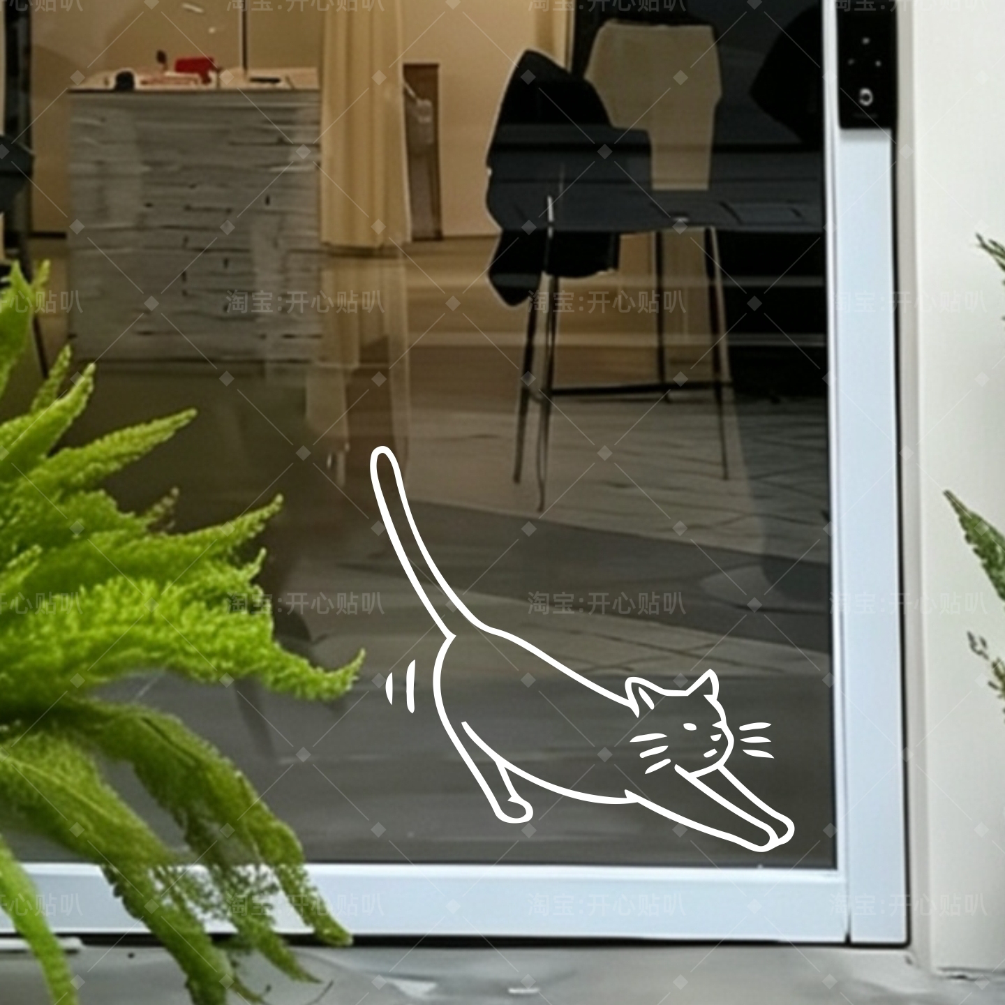 治愈系可爱猫咪店铺玻璃门橱窗镜子马桶装饰贴纸 可定制尺寸图片