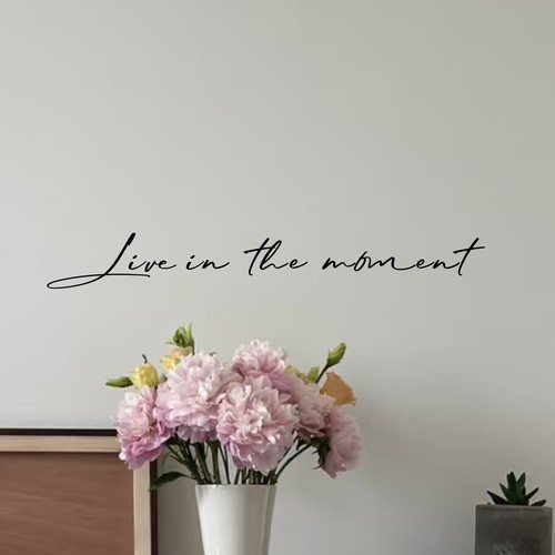 Live in the moment手写英文活在当下好看的镜子家居装饰贴纸