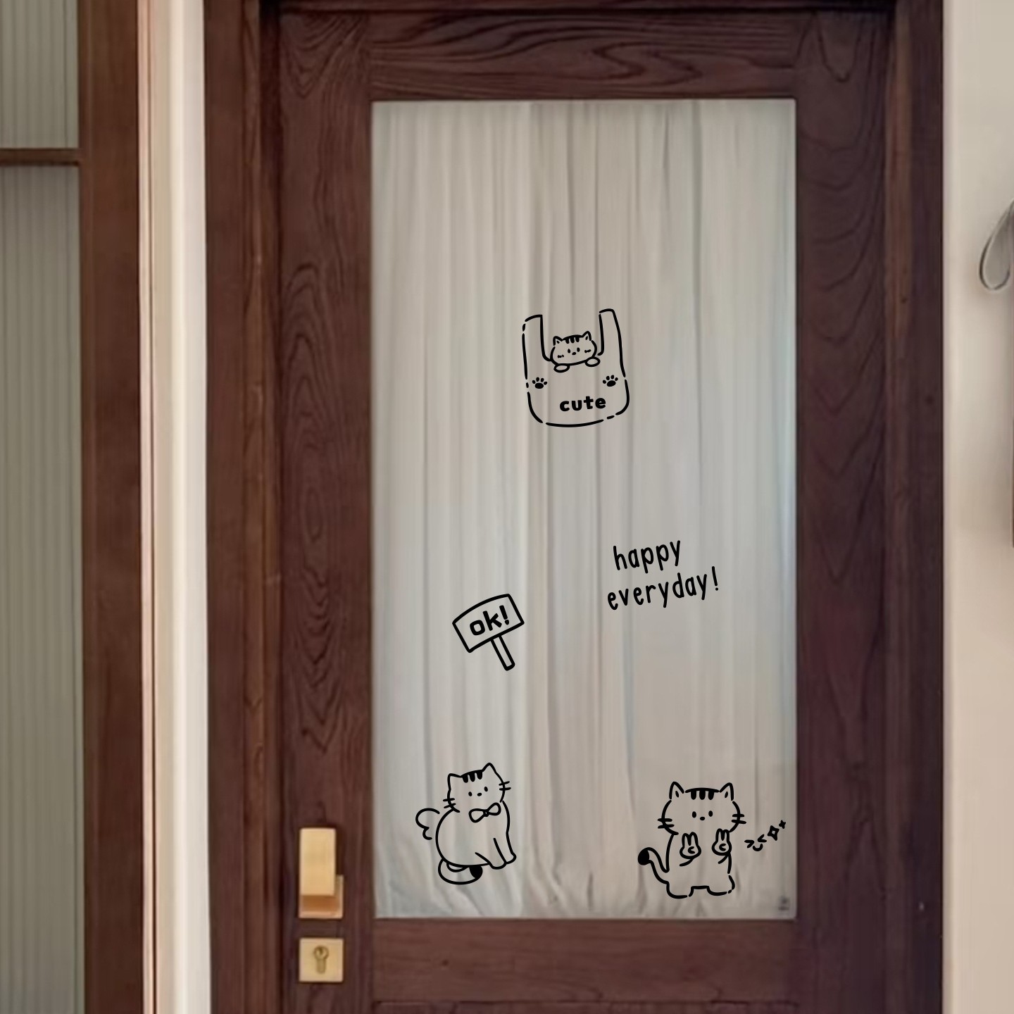 治愈卡通猫咪家居装饰贴纸happy everyday 玻璃门窗户镜子DIY装饰,家居饰品,文化墙贴,淘宝优惠券,粉丝福利购,淘宝优惠卷