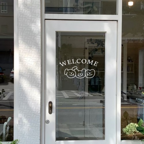 WELCOME Have a good time可爱猫狗店铺橱窗玻璃门镜子装饰贴纸