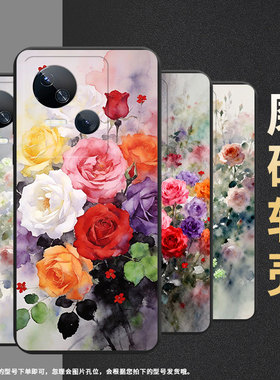 适用传音TecnoSpark10C手机壳高级Spark10蔷薇花中国风磨砂壳TecnoSpark10Pro时尚潮流KI8防摔保护套