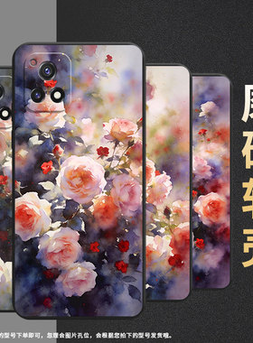 适用vivoy53t手机壳y51高级v2031细外壳viviy52黑色y53s商务v2164a男女y52s/viv0y58防摔朦胧蔷薇花保护套