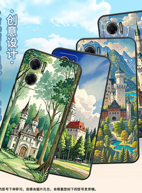 适用三星A40手机壳A42防摔A56超薄SM-A516F保护套A52s油画城堡时尚samsungA60全包边A52耐磨SM-A715F软壳