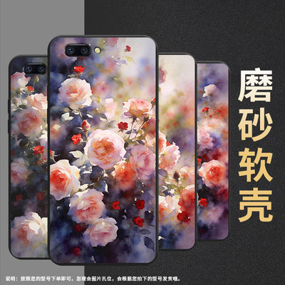 适用oppor9手机壳r9m防摔x9079r11超薄0pp0r11splus保护套r15x商务r17/a57高级cph1715时尚朦胧蔷薇花外壳