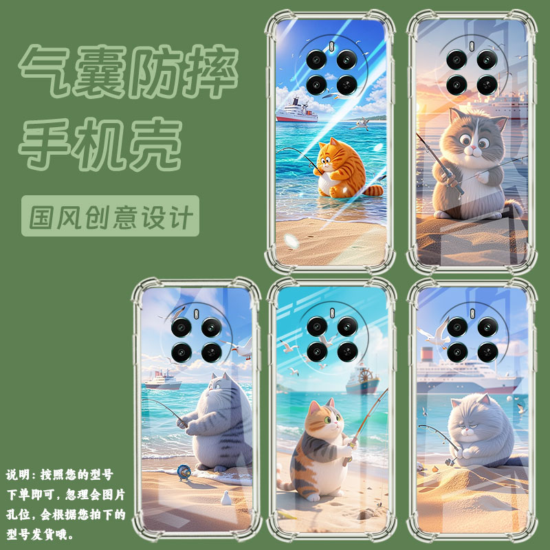 适用RealmeP1Pro气囊手机壳四角防摔RealmeP1手机壳钓鱼猫真我12+高级感RealmeP3Pro时尚RMX3844保护套