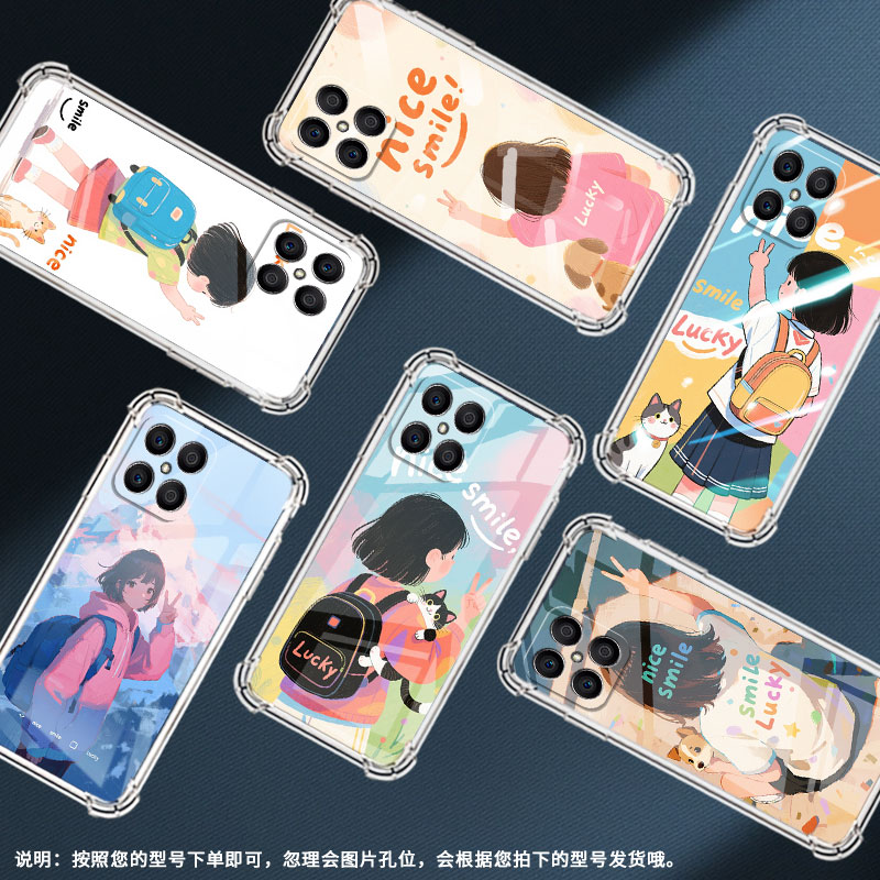 适用荣耀X5手机壳荣耀X7A全包边荣耀Magic7高级感HonorX6B硅胶女孩背影荣耀X9气囊壳时尚商务简约保护套