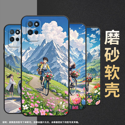 适用RealmeV3手机壳V5高级RMX3611男女款V50s防摔真我V23i超薄骑行的场景商务V30软壳RMX3781耐磨V60保护套