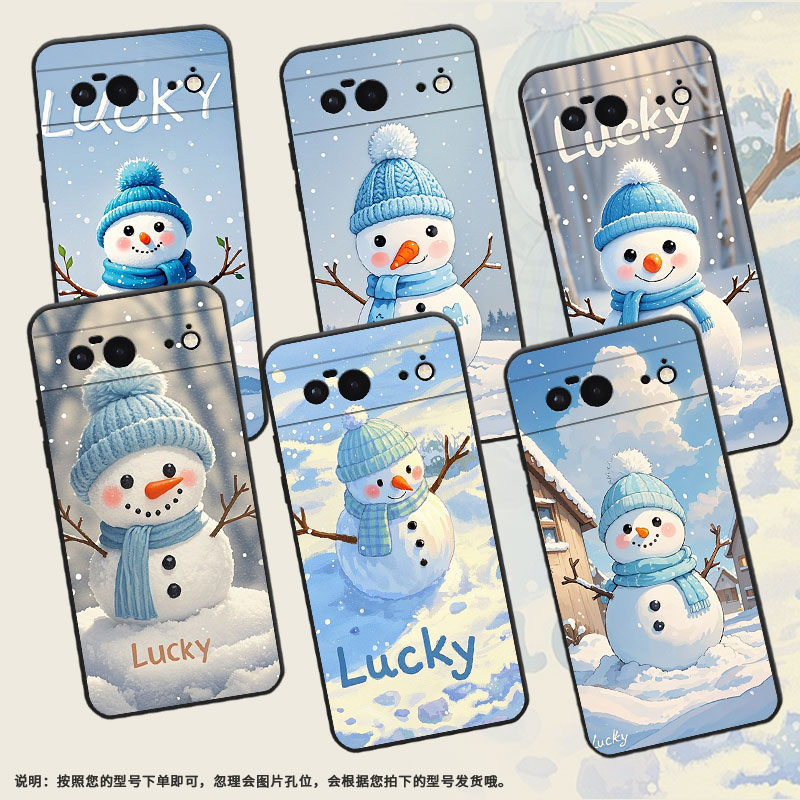 适用谷歌PixeL8Pro手机壳Google6A时尚GWKK3全包边谷歌Pixel8保护套可爱雪人G8HHN硅胶Pixel9A谷歌9软壳
