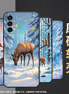 适用三星M02手机壳M21可爱小鹿SM-M105F全包边samsungM12磨砂壳M14防摔爆SM-M145F黑色M20硅胶M21s保护套